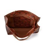 Extra Large Brown Serpentine Faux Crossbody Leather Tote Handbags