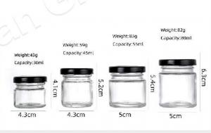 China Clear Empty Square Honey Food Glass Jar Packaging With Metal Lid 50ml - 650ml wholesale