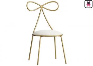 China Ins Style Lovely Bow Metal Restaurant Chairs With Custom Cushion Color On Stock on sale