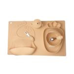 7 Pieces Silicone Baby Feeding Set Carrot Shape Dining Table Mat Suction Cup