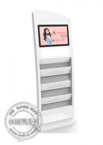 China 19 Inch Magazine Holder Advertising Standee Usb Update Media Kiosk With Book Shelves wholesale
