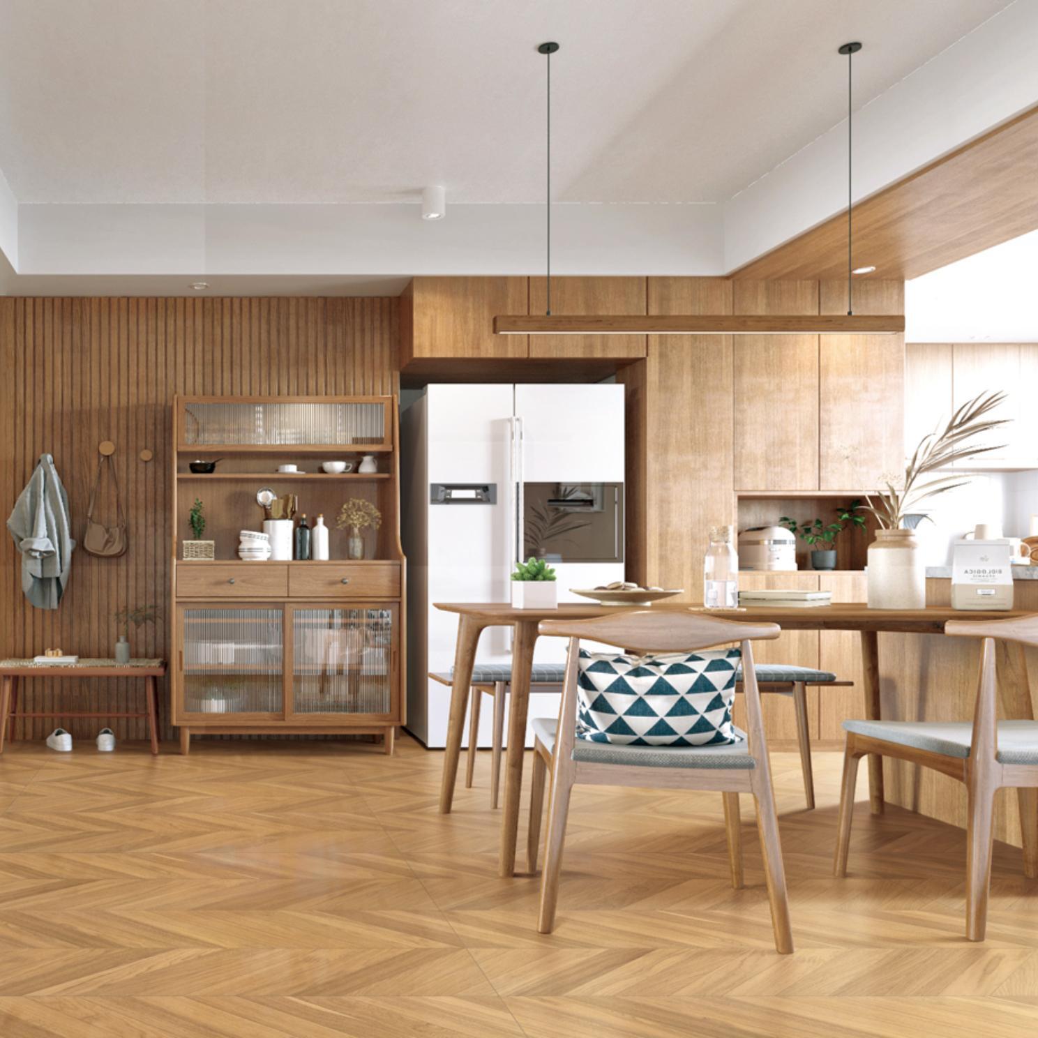 Matte Texture Solid Wood Fish Bone Pattern 60x1200 Tile for Classic Restaurant Floor