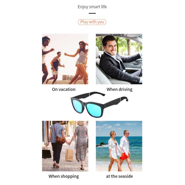 Noise Canceling Smart Bluetooth Sunglasses UV Protection With Speakers
