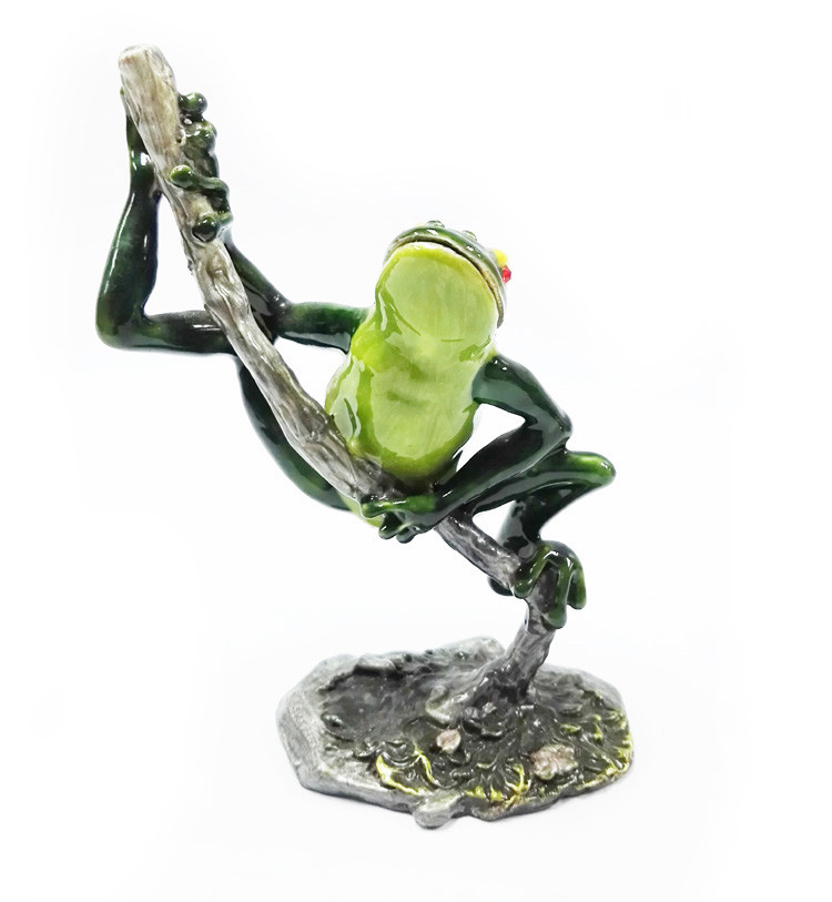 New design home decorative box metal cute green frog jewelry decorative box
