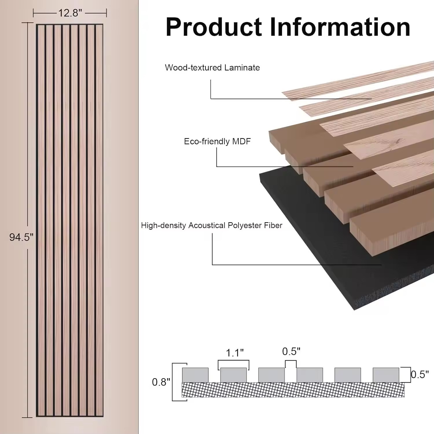 21mm Soundproof Acupanel Acoustic Wood Panel Veneer MDF PET Slat Acoustic Panels