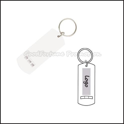 Hot Sale promotional white advertising keychain keyrings with whistle sports