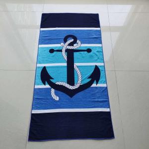 China Navy blue microfiber custom sublimation summer large beach towel blue white linen tropical gingham stripe luxury beach t wholesale