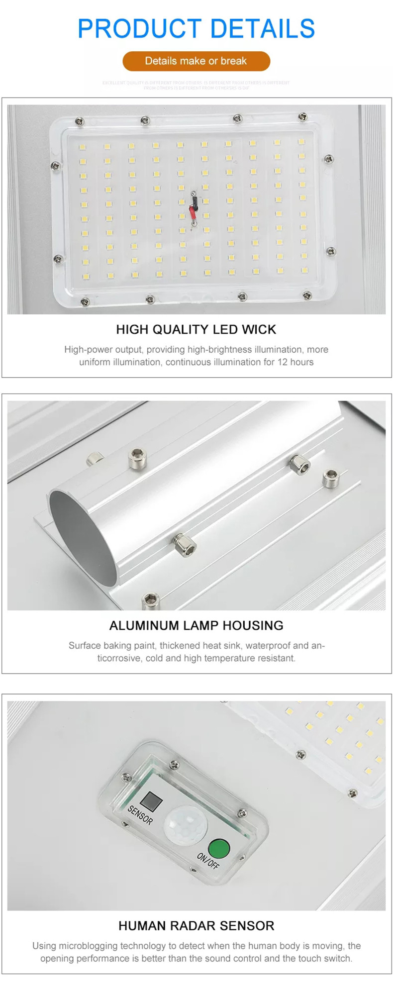 2 Heads 100 Watt Integrated LED Solar Street Light Factory 700x320x50mm