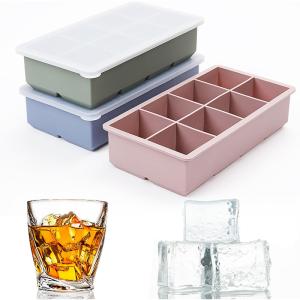 China Easy To Clean Pink Silicone Ice Cube Trays Leak Proof Lid BPA Free Large Size Ideal for Cocktails Whiskey Baby Food wholesale