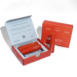 China Custom Lip Stick Empty Boxes Fashion Desigh Orange Magnetic Paper Box From Packaging Manufacturer wholesale