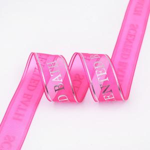 China Rose Red Color Wide Glitter Ribbon Organza Material Printed Technics wholesale