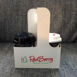 China Eco - Friendly Disposable Coffee Cup Carrier Coffee Kraft Paper Cups Holder wholesale