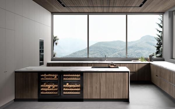 White Modern Classic Wood Kitchen Cabinets Tailored With Island Table Wine