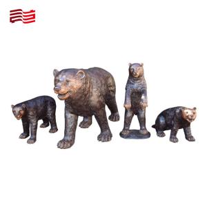 China Life-Size Bronze Bear Sculpture Custom Metal Animal Statues for Artistic Installations wholesale