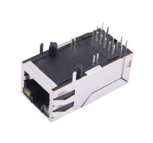 China PBT Black Housing Magnetic EMI RJ45 Ethernet Connector Tab Up wholesale