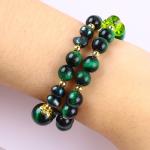 Handmade Gemstone Beaded Bracelet Natural Green Tiger's Eye Stone Bracelet