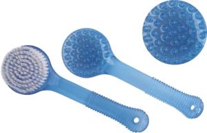 China Soft TPR Grip &amp; Plastic Body Shower Back Scrubber Brush Short Handle Blue wholesale