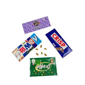 China Food Back Side Seal Bag Snack Candy Packaging Chocolate Candy Bar Wrapper Customized Middle Side Seal Candy Bags on sale