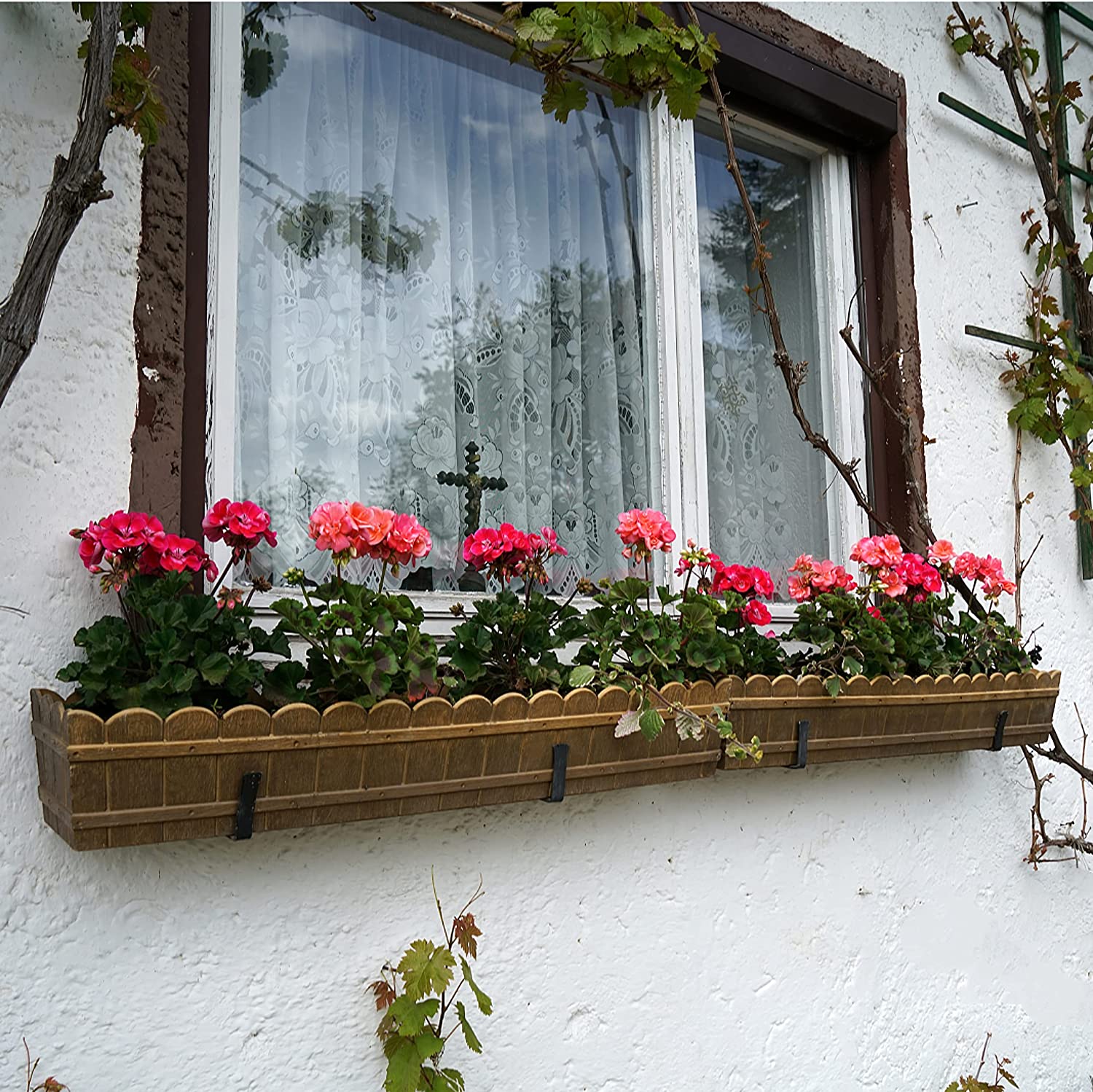 Steel Bracket Window Box Planter with Black Powder Coating and Butterfly Holder Box