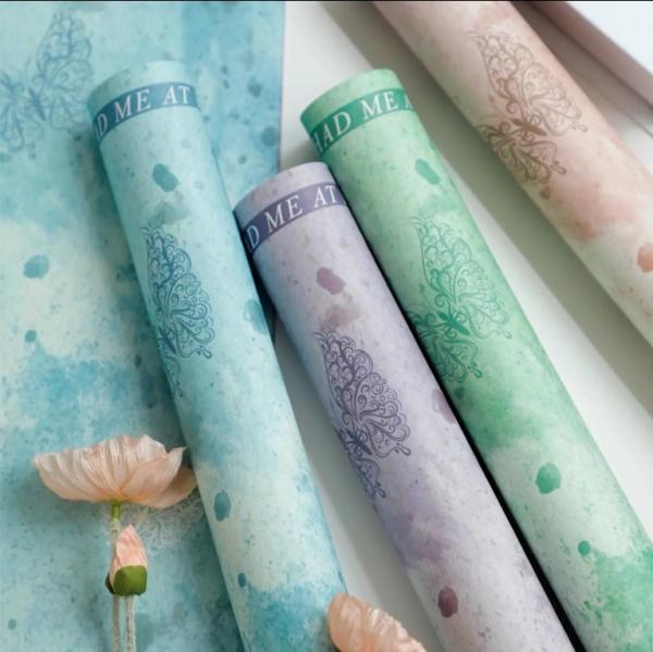 Antistatic Florist Wrapping Paper with Waterproof and Embossed Art Rose Blossom
