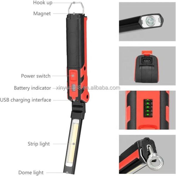 Rechargeable COB Work Lamp Inspection Lamp Handheld Foldable Multifunctional Portable Auto Repair Lamp LED with Magnet