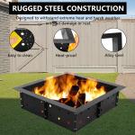 Square Outdoor Fire Pit Ring 36" Outside Diameter 30" Inside Heavy Duty Steel