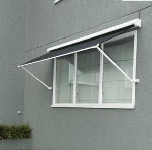 China Drop Arm Remote Retractable Window Awnings  Polyester Acrylic Fabric wholesale