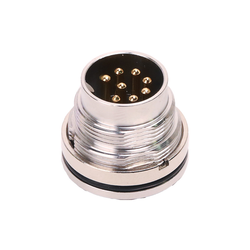 M16 8pin Board Rear Mount Connector , IP67 PCB LED Waterproof Connector
