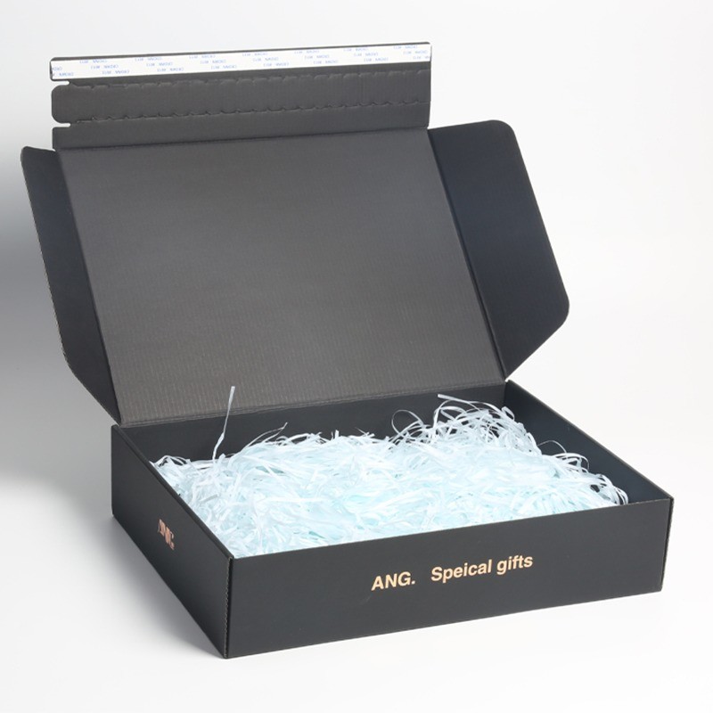 Custom Black Mailer Box With White Silk Screen Logo Strong E Corrugated Shipping Boxes
