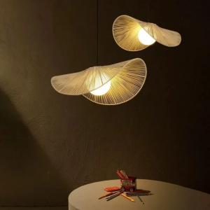 China Nordic Vintage Wabi Sabi CottonRope Straw Hat Led Pendant Lights(WH-AP-578) wholesale