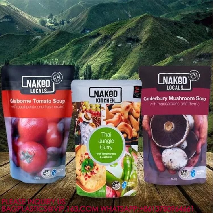 Custom Food Grade Resealable Retort Standing Pouch For Soup Superfood Packaging Bags