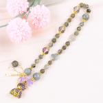 Multifacted 7MM Labradorite And Fresh Water Pearl Handmade Gemstone Purple Bear