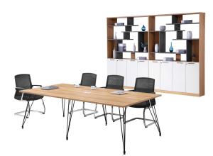 China 240cm Melamine Conference Table , Office Meeting Table With Six Metal Legs wholesale