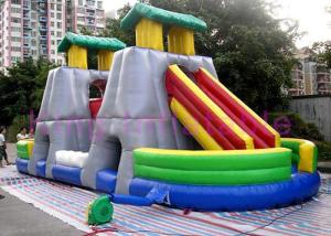 China Grey Castle Shuttle Inflatable Dry Slide With Red / Yellow Slipway Blew By CE Blower wholesale