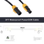 PowerCON Cable 3FT 14AWG PowerCon True1 Male To Female Extension Cable Outdoor
