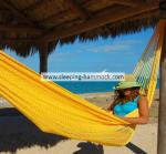 Portable Soft Woven Patio Yellow Jumbo Mayan Hammock For 2 Person Weather