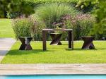 Geometric Corten Steel Metal Outdoor Table Set Include Table And Stools