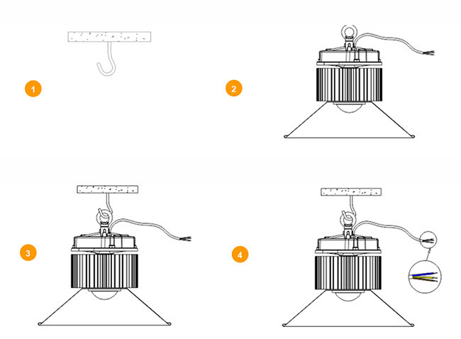 100W High Bay Led Lights Fixtures / Light Weight Led Round High Bay 3000K