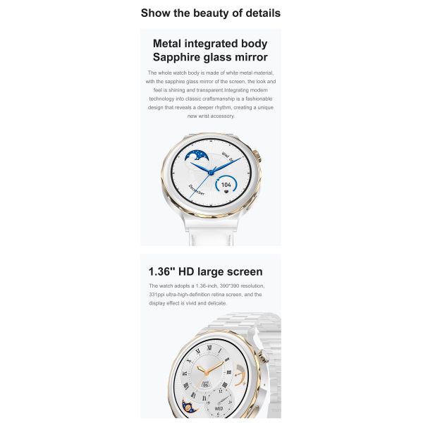 HK43 Smartwatch Double Straps Wireless Charging Bt Calling Custom Dial Female Physiological Cycle Women Smart Watch