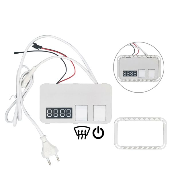 12V 5A 60W LED Bathroom Mirror with Smart Touch Switch and Time Temperature Display