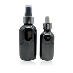 Electroplating Black Glass Boston Round Bottles 2oz Tincture Bottles SGS