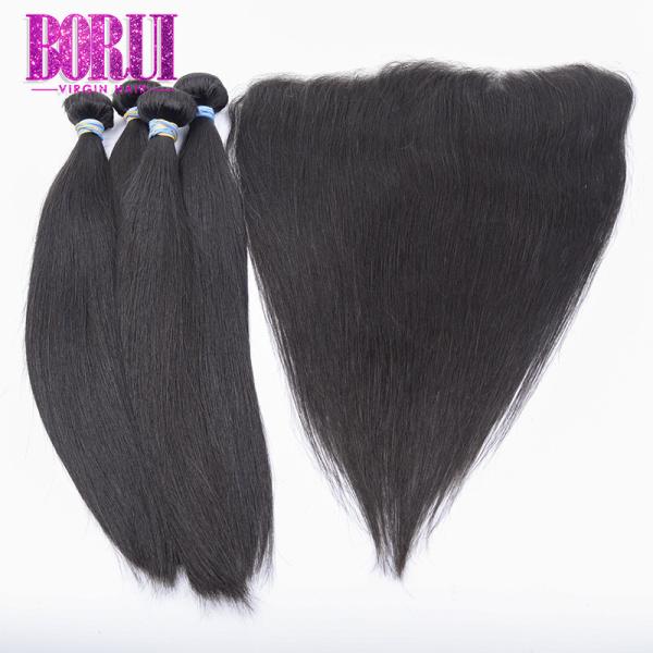 Long Lasting Brazilian Human Hair Bundles 13*4 Lace Frontal Pre Plucked Wigs