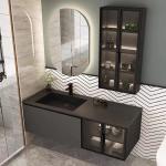 Top Carrara Bathroom Vanity Units Curved White Genuine Marble Color