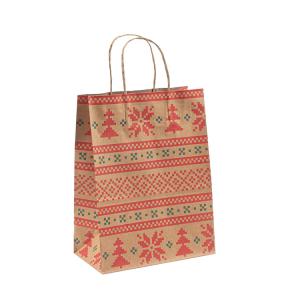 China Christmas Pattern Recyclable Handle Paper Bag Durable Gift Packaging Craft Bags with Handle wholesale