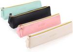 ISuperb 4 Pcs Small Pencil Case PU Leather Pencil Pouch Waterproof Organizer