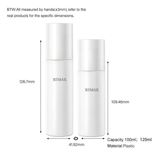 100/120ml Plastic White Smooth Cylindrical Bottle with white Lid For Empty trigger sprayer Bottle