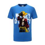 Casual Luffy Character Anime Couple Shirts O Shaped Neck Anti Bacterial