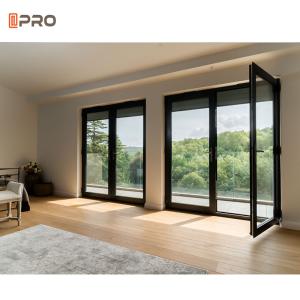 China Swing Glass Double Glazed Aluminium Hinged Doors With Lock Glass And Steel Frame wholesale