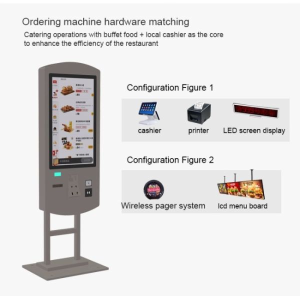 Smart Food Self Ordering Kiosk 32 Inch Android Touch Vertical Payment Supermarket Self Order Machine