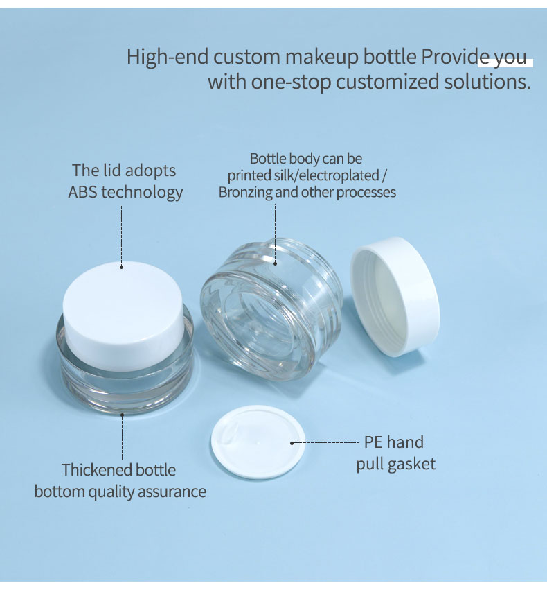 Transparent 50G Acrylic Double Wall Jar for Cosmetic Cream PETG Base Material